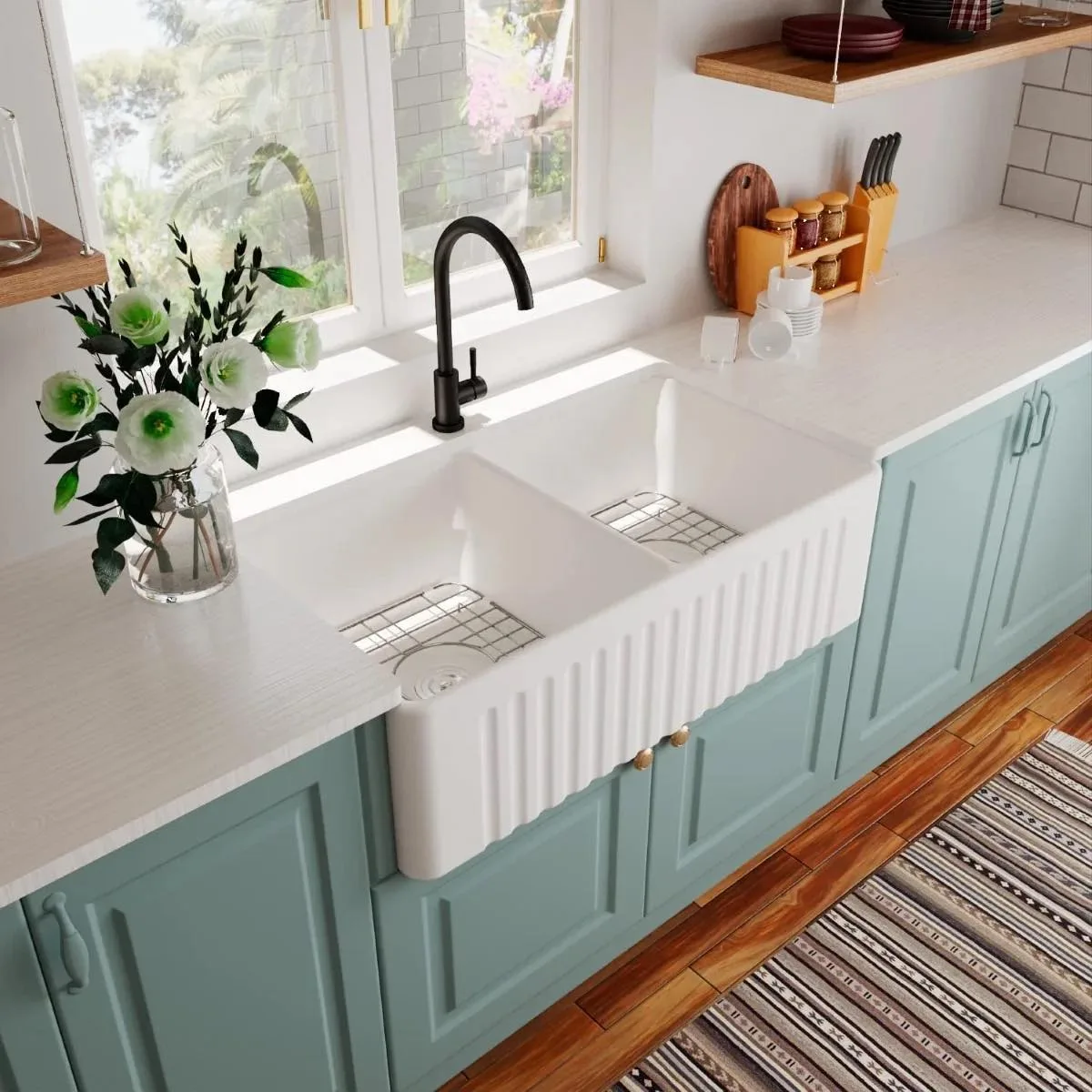 Finished modern kitchen detail with new countertops
